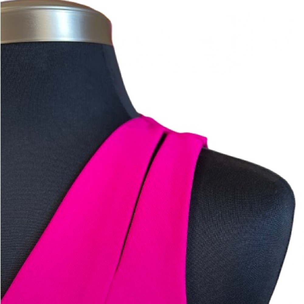 Adelyn Rae Asymmetrical Ruffled Hem Vibrant Pink Sleeveless Dress  Size S - Picture 6 of 9